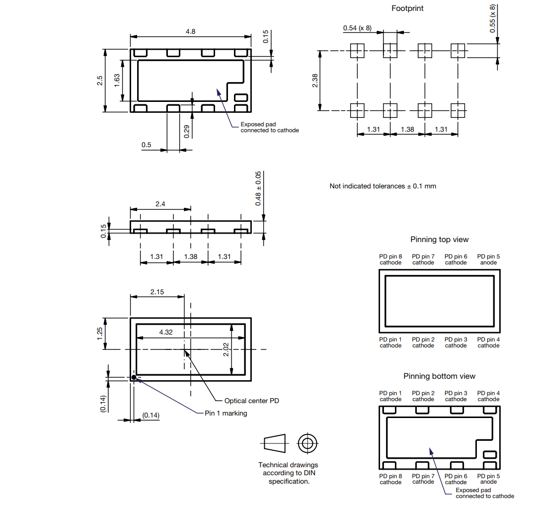Vishay Semiconductors Fotodiodo PIN al silicio VEMD8081
